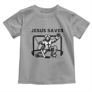 Funny Religious Ice Hockey Goalie Gift Toddler T Shirt Jesus Saves TS12 Sport Gray Print Your Wear