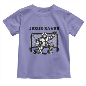Funny Religious Ice Hockey Goalie Gift Toddler T Shirt Jesus Saves TS12 Violet Print Your Wear