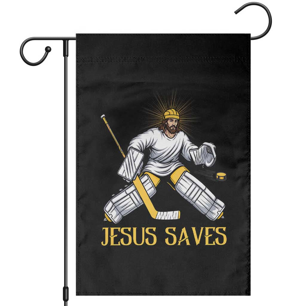 Jesus Saves Garden Flag Funny Christian Ice Hockey Goalie Gift TS12 Black Print Your Wear