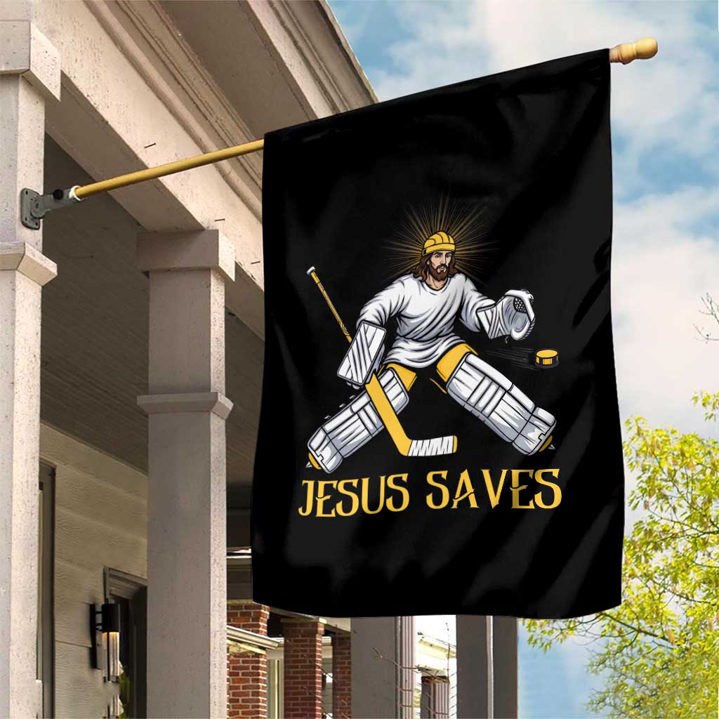 Jesus Saves Garden Flag Funny Christian Ice Hockey Goalie Gift TS12 Print Your Wear
