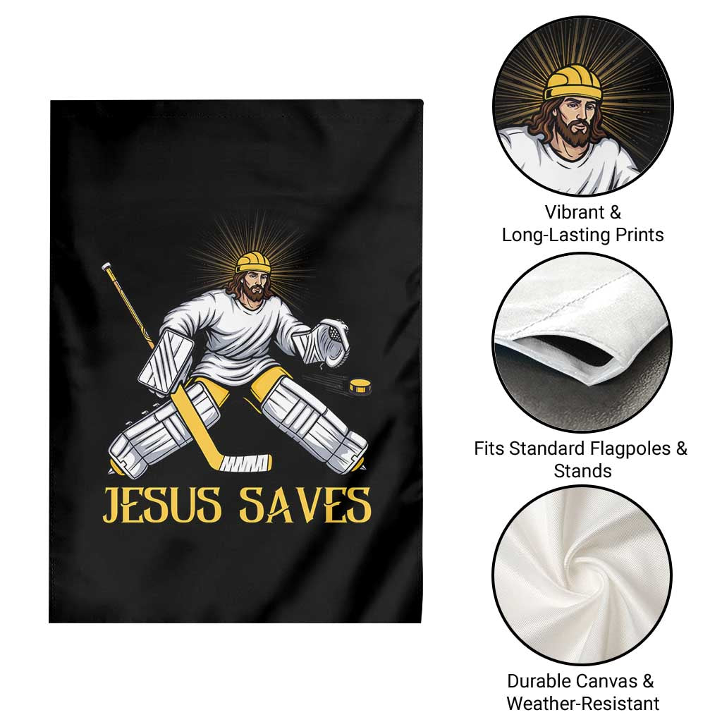 Jesus Saves Garden Flag Funny Christian Ice Hockey Goalie Gift TS12 Print Your Wear
