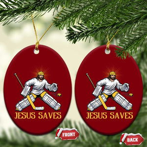 Jesus Saves Ceramic Ornament Funny Christian Ice Hockey Goalie Gift TS12 Print Your Wear