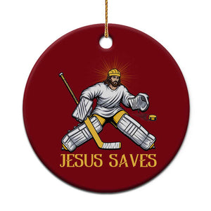 Jesus Saves Ceramic Ornament Funny Christian Ice Hockey Goalie Gift TS12 1pc Red Print Your Wear