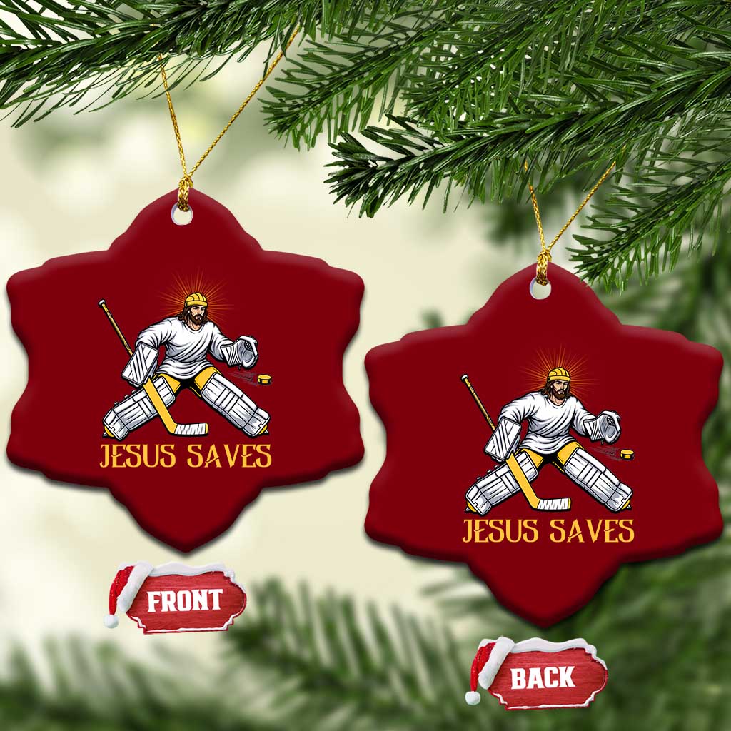 Jesus Saves Ceramic Ornament Funny Christian Ice Hockey Goalie Gift TS12 Print Your Wear