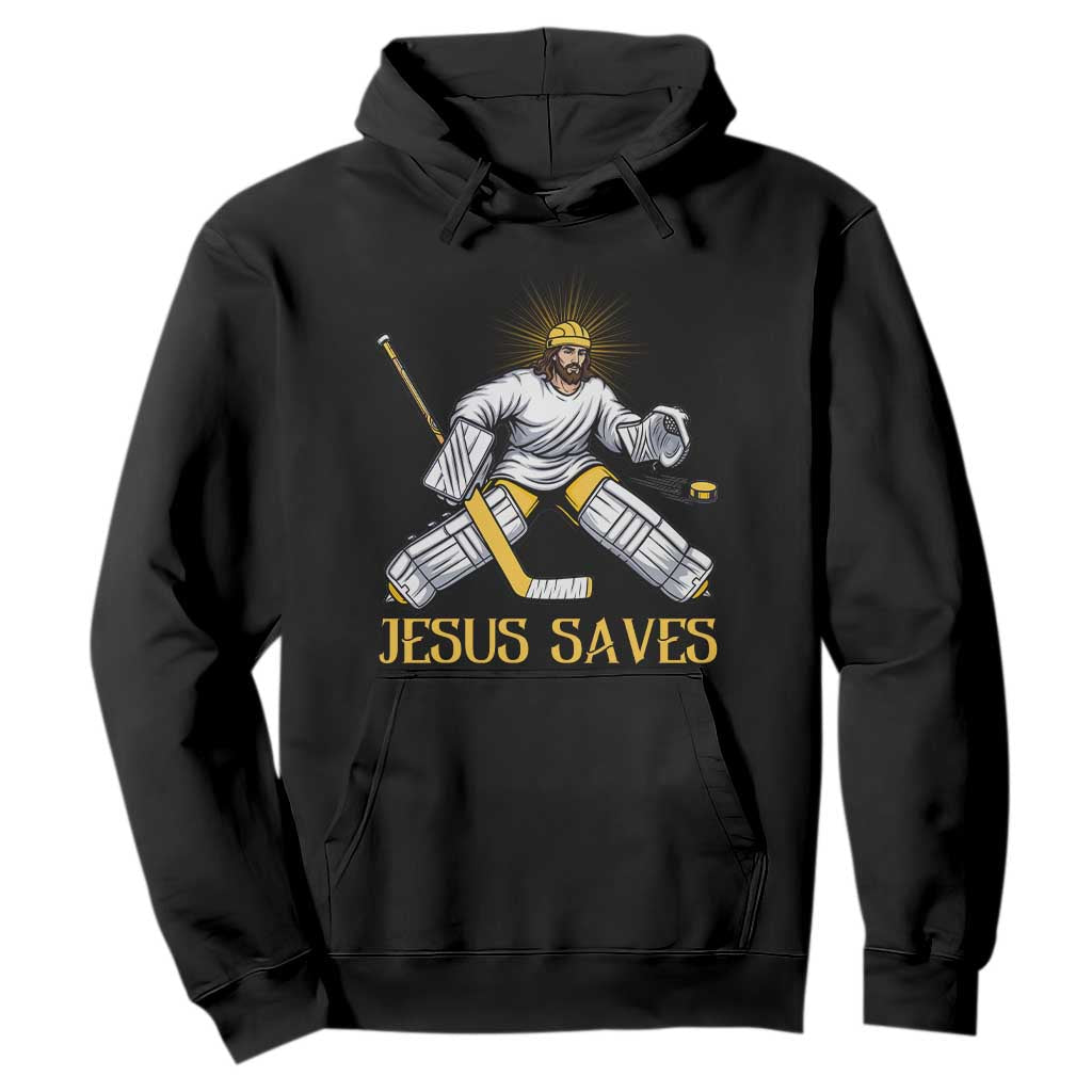 Jesus Saves Hoodie Funny Christian Ice Hockey Goalie Gift TS12 Black Print Your Wear
