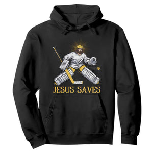 Jesus Saves Hoodie Funny Christian Ice Hockey Goalie Gift TS12 Black Print Your Wear