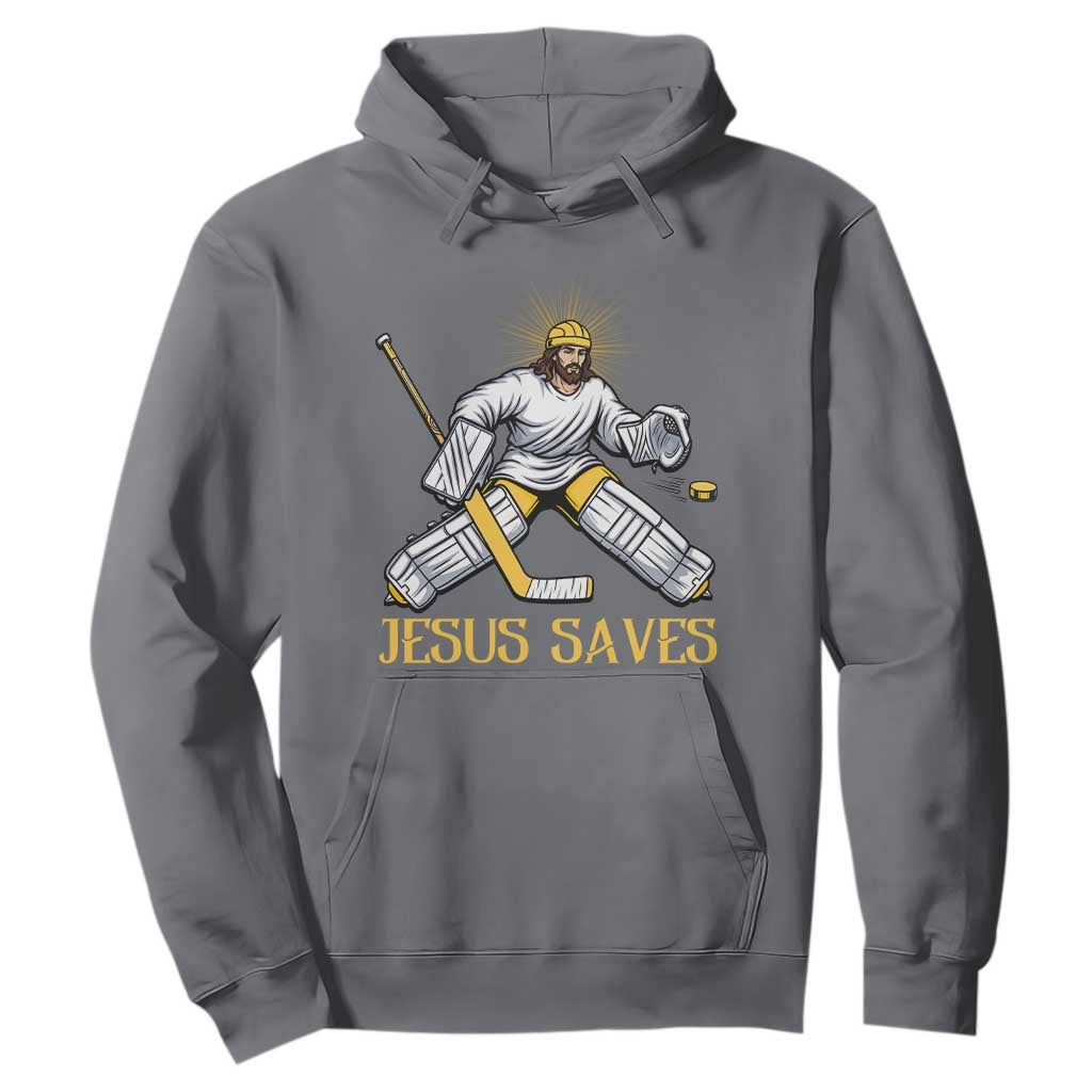 Jesus Saves Hoodie Funny Christian Ice Hockey Goalie Gift TS12 Charcoal Print Your Wear