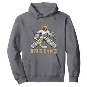 Jesus Saves Hoodie Funny Christian Ice Hockey Goalie Gift TS12 Charcoal Print Your Wear
