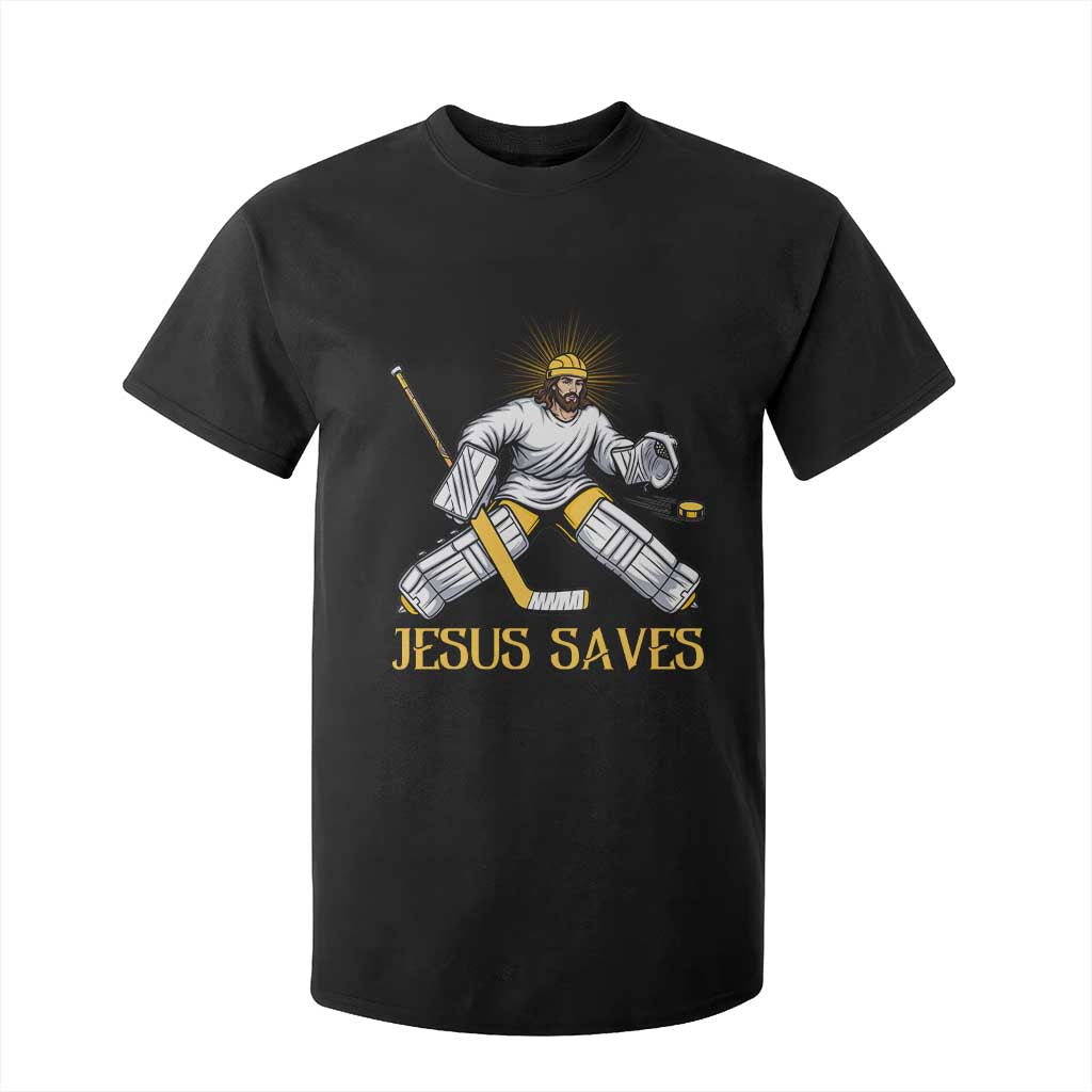 Jesus Saves T Shirt For Kid Funny Christian Ice Hockey Goalie Gift TS12 Black Print Your Wear