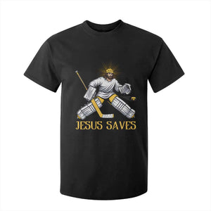 Jesus Saves T Shirt For Kid Funny Christian Ice Hockey Goalie Gift TS12 Black Print Your Wear