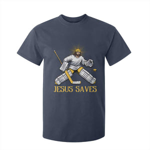 Jesus Saves T Shirt For Kid Funny Christian Ice Hockey Goalie Gift TS12 Navy Print Your Wear