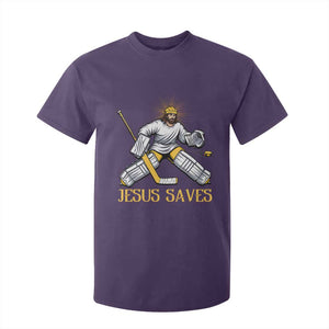 Jesus Saves T Shirt For Kid Funny Christian Ice Hockey Goalie Gift TS12 Purple Print Your Wear