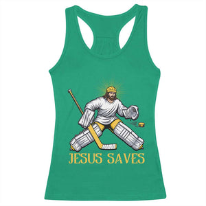Jesus Saves Racerback Tank Top Funny Christian Ice Hockey Goalie Gift TS12 Irish Green Print Your Wear