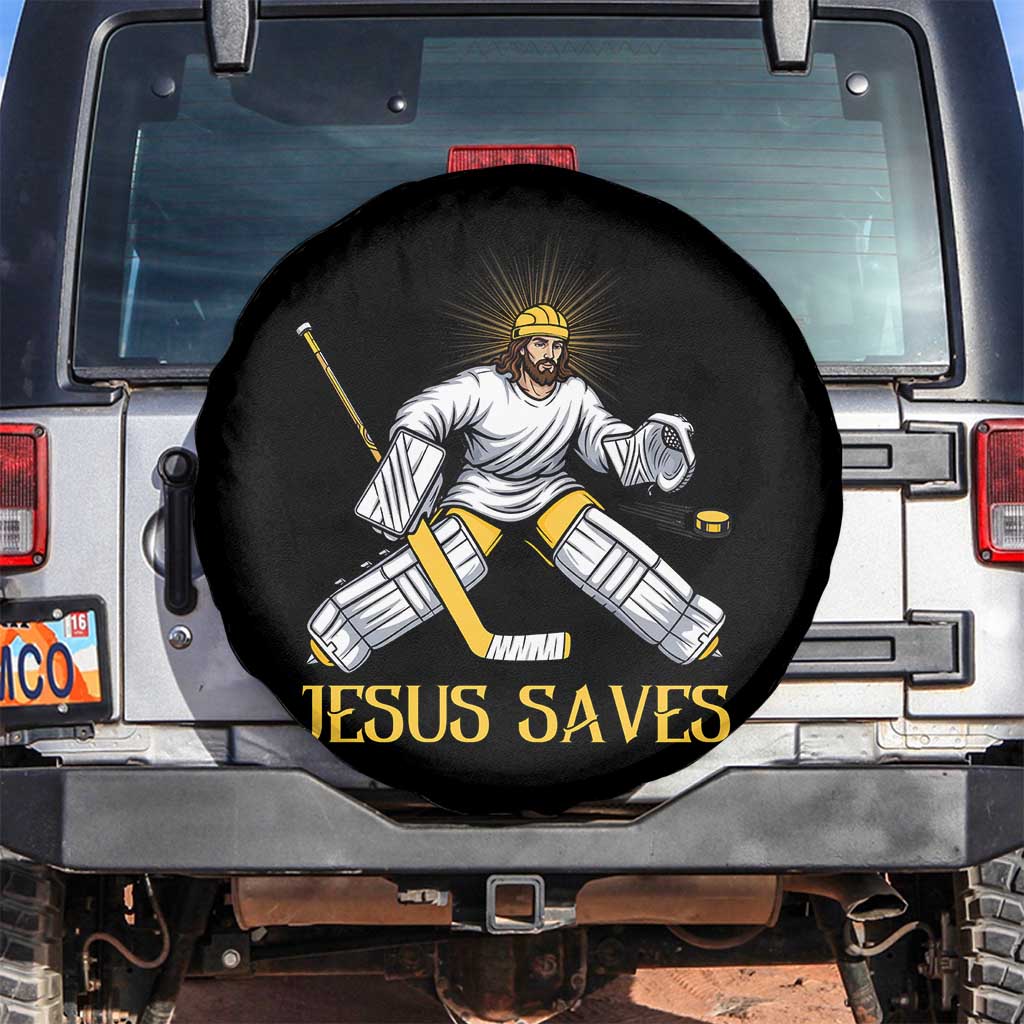 Jesus Saves Spare Tire Cover Funny Christian Ice Hockey Goalie Gift TS12 No hole Black Print Your Wear