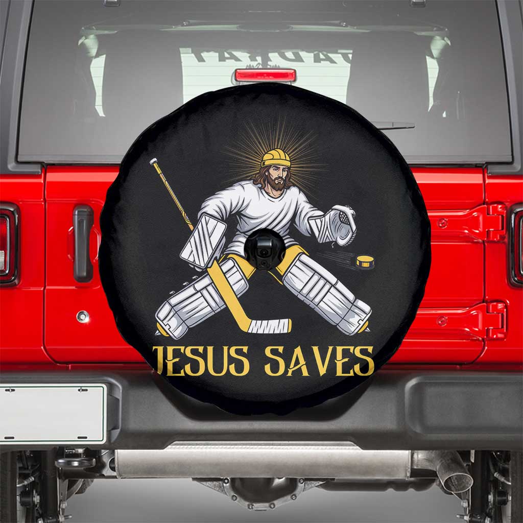 Jesus Saves Spare Tire Cover Funny Christian Ice Hockey Goalie Gift TS12 Black Print Your Wear