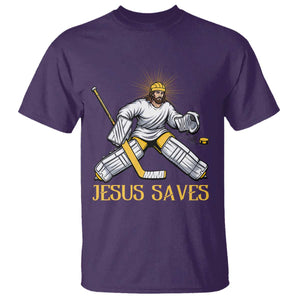 Jesus Saves T Shirt Funny Christian Ice Hockey Goalie Gift TS12 Purple Print Your Wear