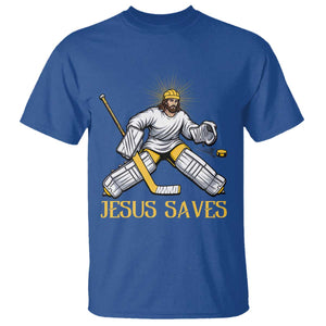 Jesus Saves T Shirt Funny Christian Ice Hockey Goalie Gift TS12 Royal Blue Print Your Wear
