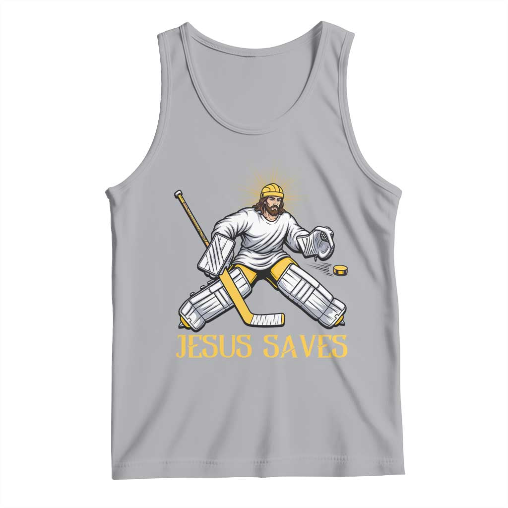 Jesus Saves Tank Top Funny Christian Ice Hockey Goalie Gift TS12 Athletic Heather Print Your Wear