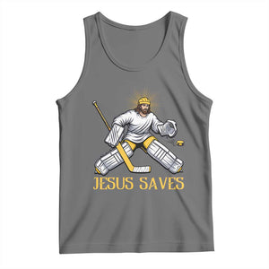 Jesus Saves Tank Top Funny Christian Ice Hockey Goalie Gift TS12 Black Heather Print Your Wear