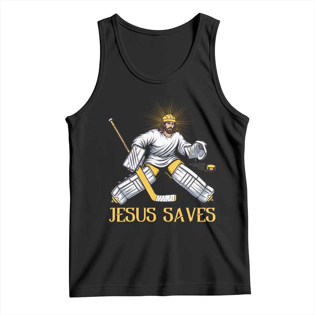 Jesus Saves Tank Top Funny Christian Ice Hockey Goalie Gift TS12 Black Print Your Wear