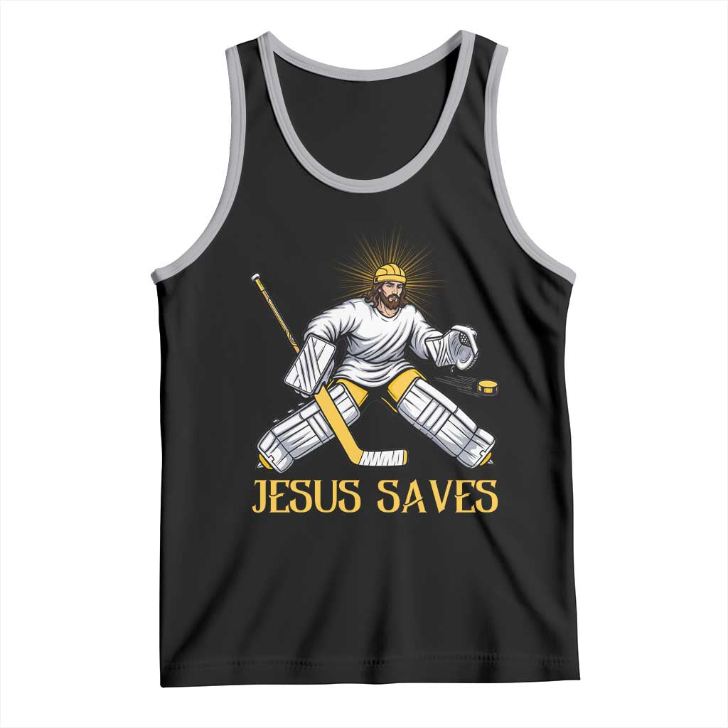 Jesus Saves Tank Top Funny Christian Ice Hockey Goalie Gift TS12 Black Athletic Heather Print Your Wear