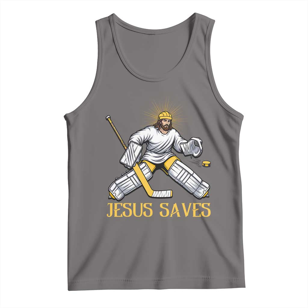 Jesus Saves Tank Top Funny Christian Ice Hockey Goalie Gift TS12 Deep Heather Print Your Wear