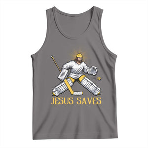 Jesus Saves Tank Top Funny Christian Ice Hockey Goalie Gift TS12 Deep Heather Print Your Wear