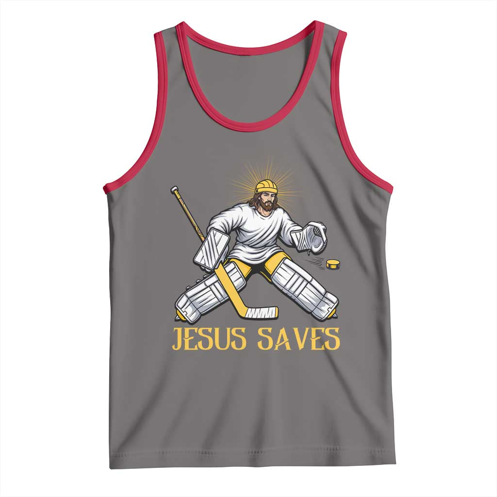 Jesus Saves Tank Top Funny Christian Ice Hockey Goalie Gift TS12 Deep Heather Red Print Your Wear