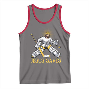 Jesus Saves Tank Top Funny Christian Ice Hockey Goalie Gift TS12 Deep Heather Red Print Your Wear