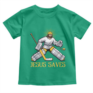 Jesus Saves Toddler T Shirt Funny Christian Ice Hockey Goalie Gift TS12 Irish Green Print Your Wear