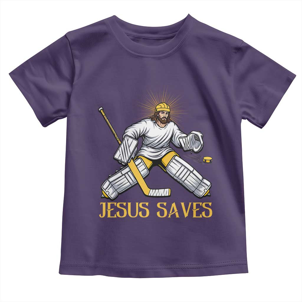 Jesus Saves Toddler T Shirt Funny Christian Ice Hockey Goalie Gift TS12 Purple Print Your Wear