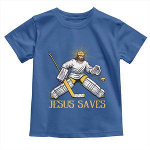 Jesus Saves Toddler T Shirt Funny Christian Ice Hockey Goalie Gift TS12 Royal Blue Print Your Wear