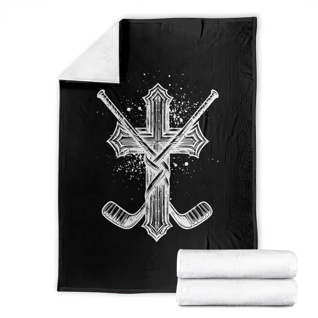 Faith Family Hockey Cross Throw Blanket Religious Ice Hockey Lover Gift TS12 Black Print Your Wear