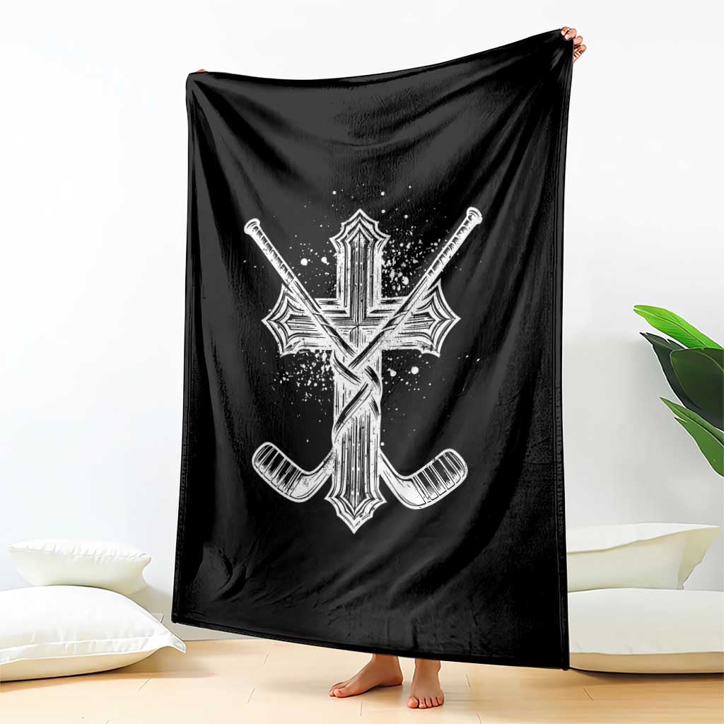 Faith Family Hockey Cross Throw Blanket Religious Ice Hockey Lover Gift TS12 Print Your Wear