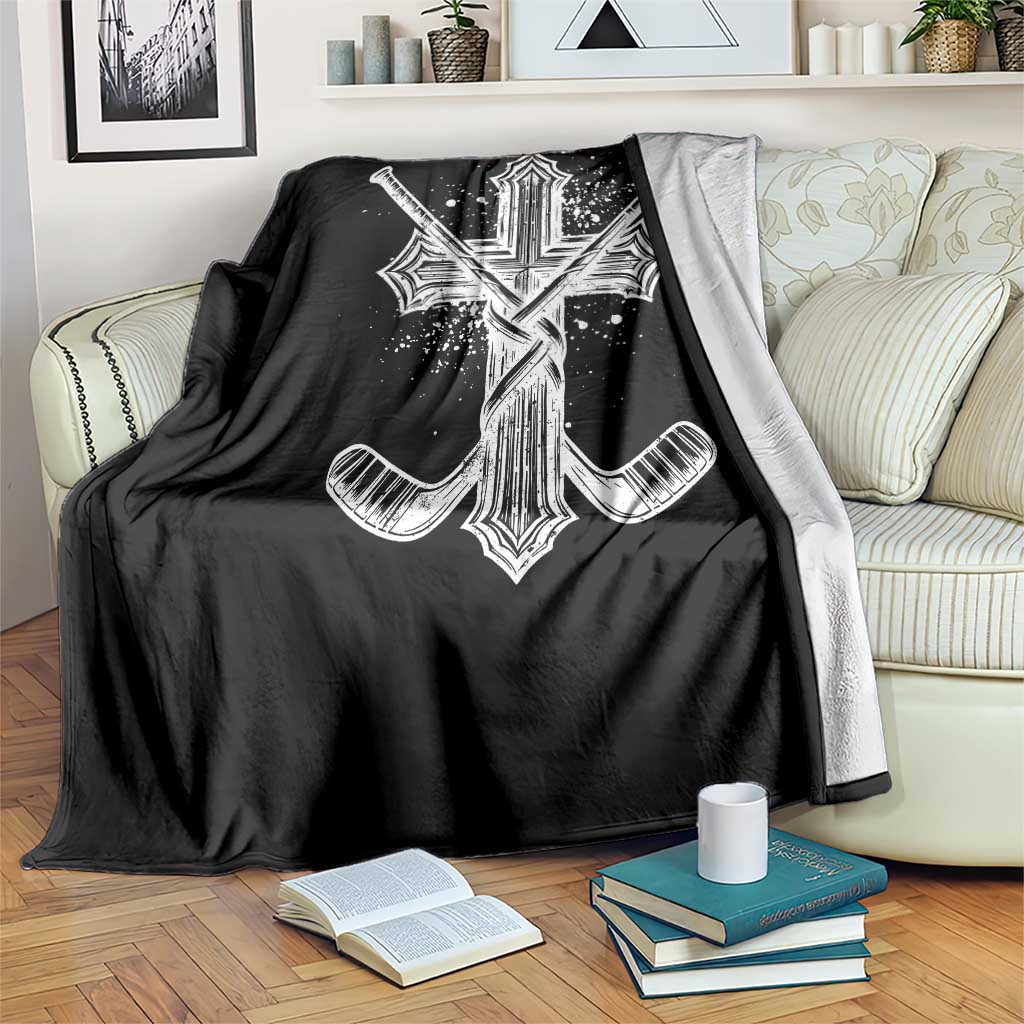Faith Family Hockey Cross Throw Blanket Religious Ice Hockey Lover Gift TS12 Print Your Wear