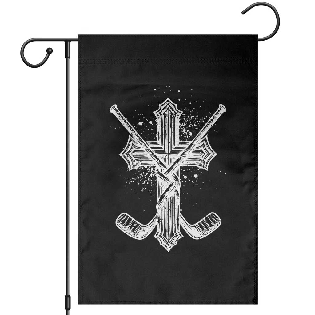 Faith Family Hockey Cross Garden Flag Religious Ice Hockey Lover Gift TS12 Black Print Your Wear