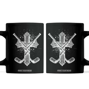Faith Family Hockey Cross Coffee Mug Religious Ice Hockey Lover Gift TS12 Black Print Your Wear