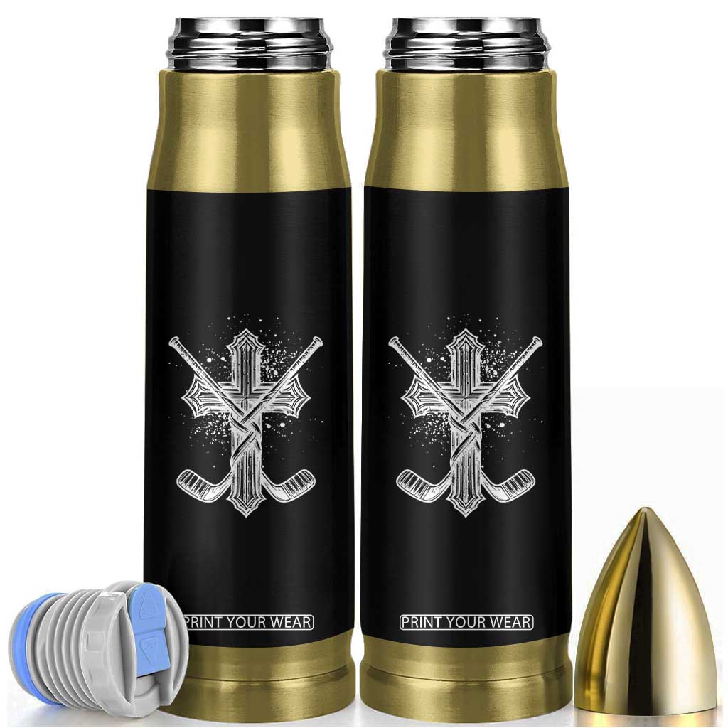 Faith Family Hockey Cross Bullet Tumbler Religious Ice Hockey Lover Gift TS12 Black Print Your Wear