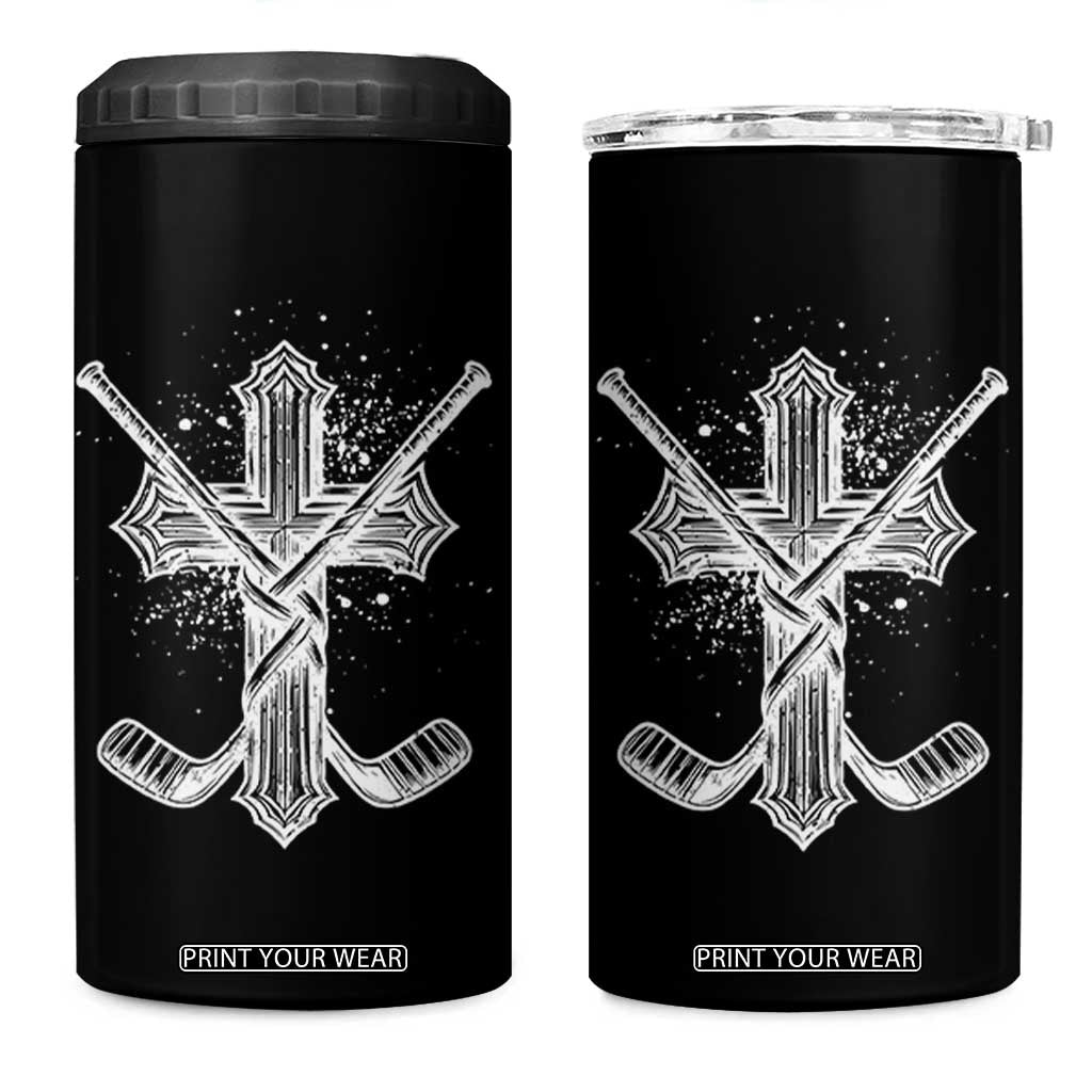 Faith Family Hockey Cross 4 in 1 Can Cooler Tumbler Religious Ice Hockey Lover Gift TS12 One Size: 16 oz Black Print Your Wear