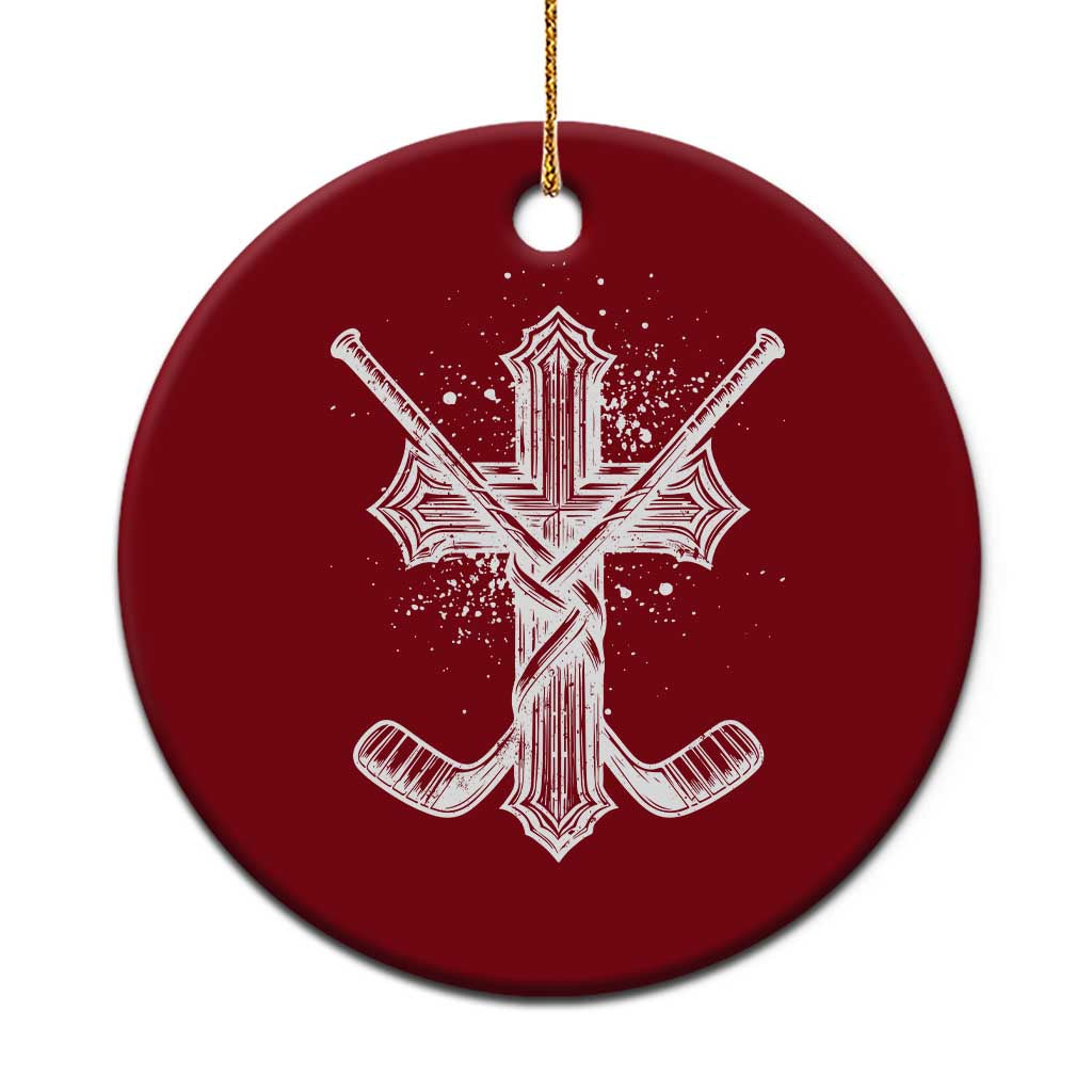 Faith Family Hockey Cross Ceramic Ornament Religious Ice Hockey Lover Gift TS12 1pc Red Print Your Wear