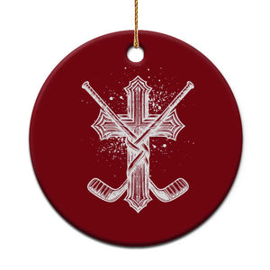 Faith Family Hockey Cross Ceramic Ornament Religious Ice Hockey Lover Gift TS12 1pc Red Print Your Wear