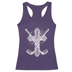Faith Family Hockey Cross Racerback Tank Top Religious Ice Hockey Lover Gift TS12 Purple Print Your Wear