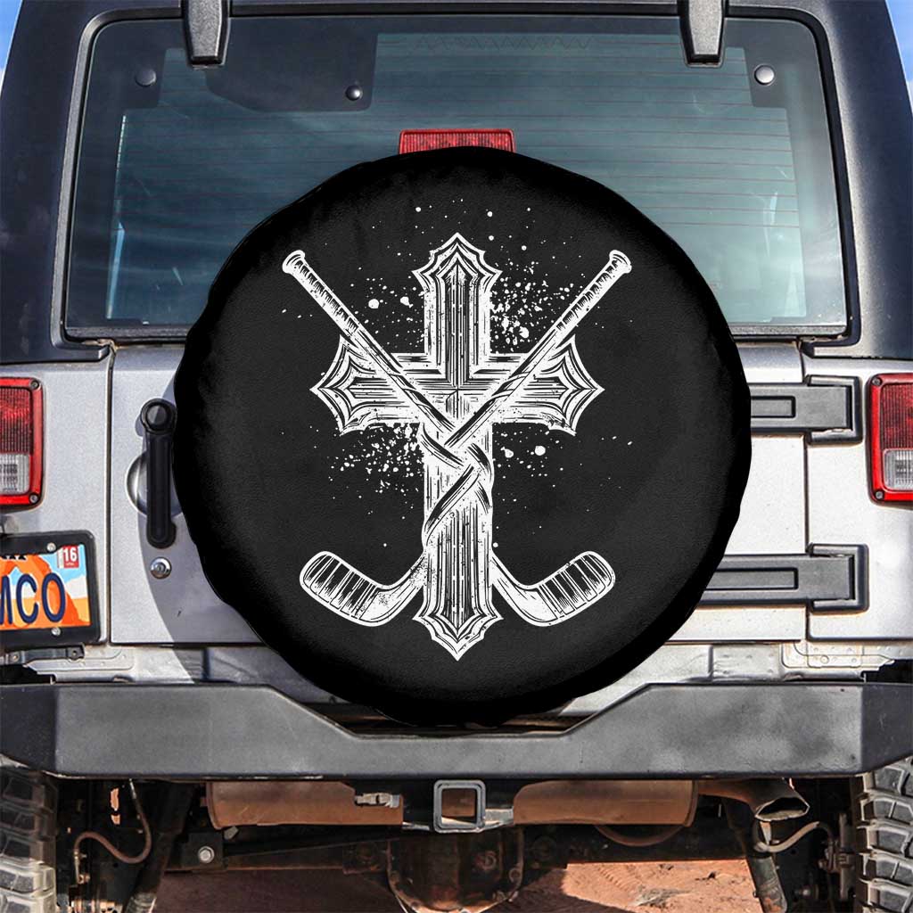 Faith Family Hockey Cross Spare Tire Cover Religious Ice Hockey Lover Gift TS12 No hole Black Print Your Wear