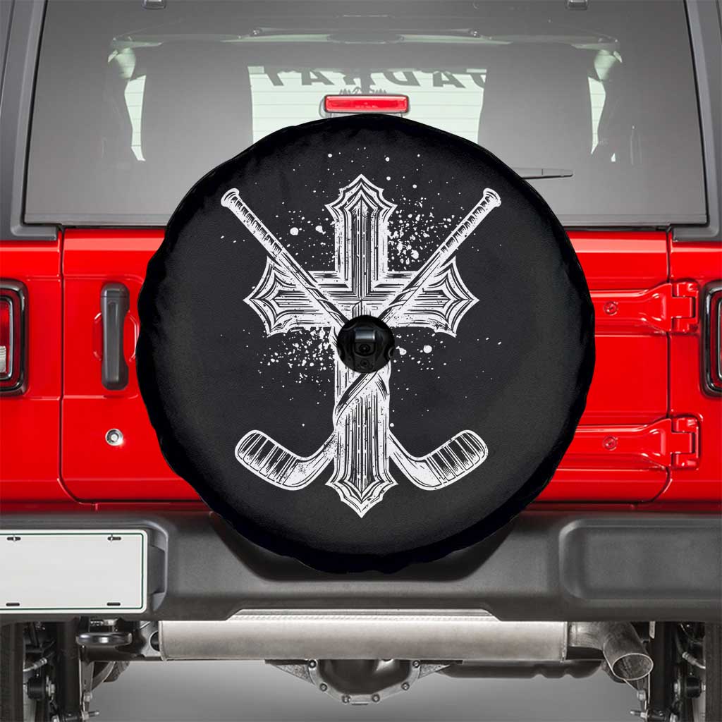 Faith Family Hockey Cross Spare Tire Cover Religious Ice Hockey Lover Gift TS12 Black Print Your Wear