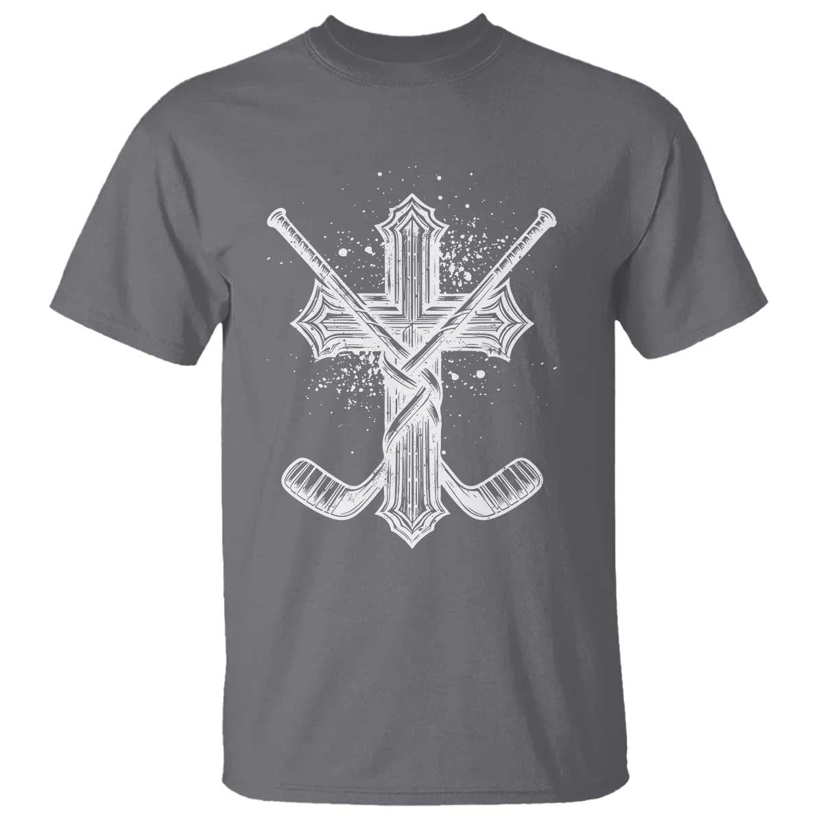 Faith Family Hockey Cross T Shirt Religious Ice Hockey Lover Gift TS12 Charcoal Print Your Wear