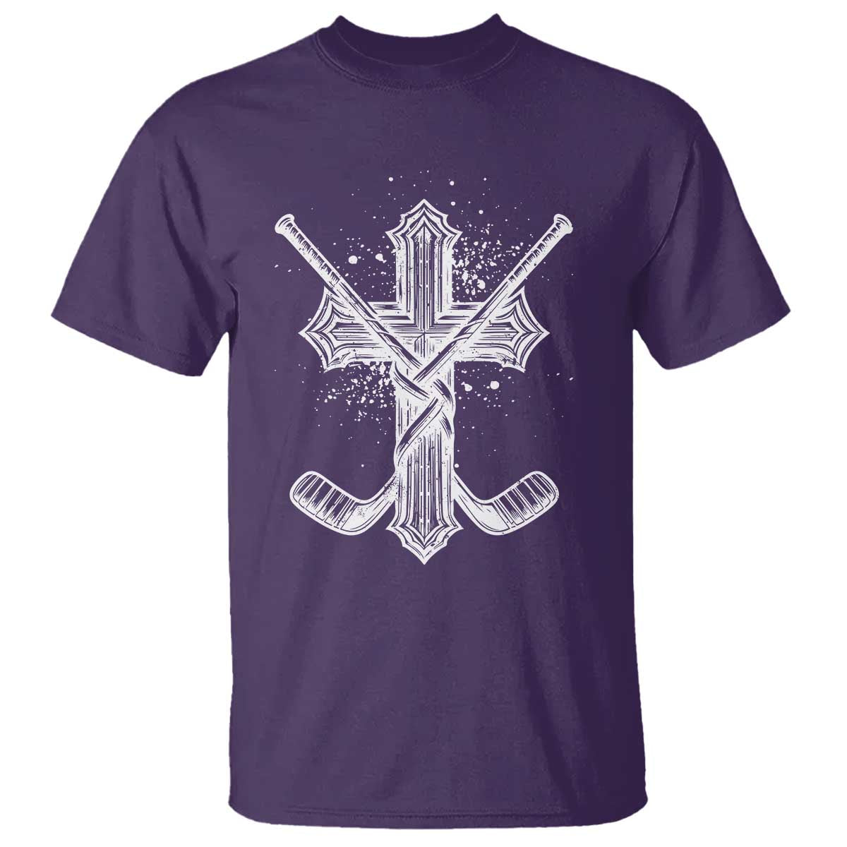 Faith Family Hockey Cross T Shirt Religious Ice Hockey Lover Gift TS12 Purple Print Your Wear