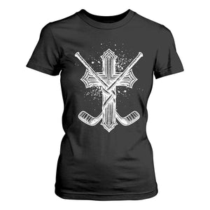 Faith Family Hockey Cross T Shirt For Women Religious Ice Hockey Lover Gift TS12 Black Print Your Wear