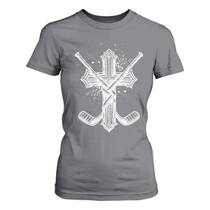 Faith Family Hockey Cross T Shirt For Women Religious Ice Hockey Lover Gift TS12 Charcoal Print Your Wear