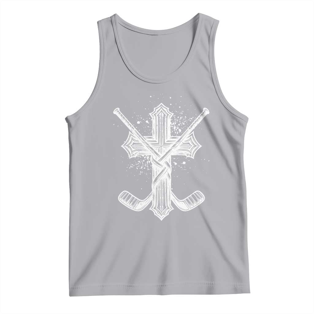 Faith Family Hockey Cross Tank Top Religious Ice Hockey Lover Gift TS12 Athletic Heather Print Your Wear