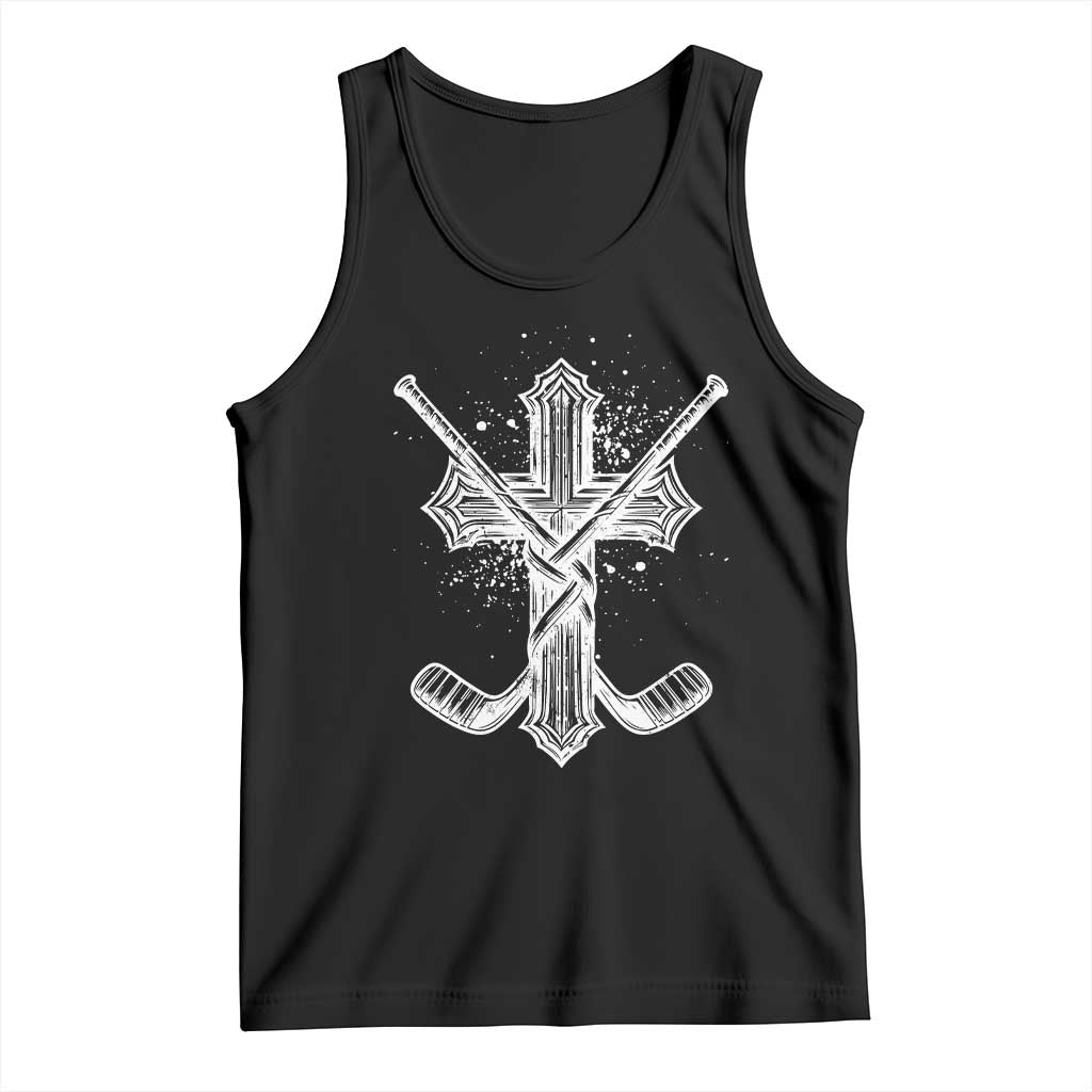 Faith Family Hockey Cross Tank Top Religious Ice Hockey Lover Gift TS12 Black Print Your Wear